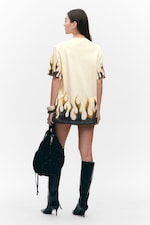 Light Yellow - Cosmic Blaze - Oversized Throw-on T-shirt - 3