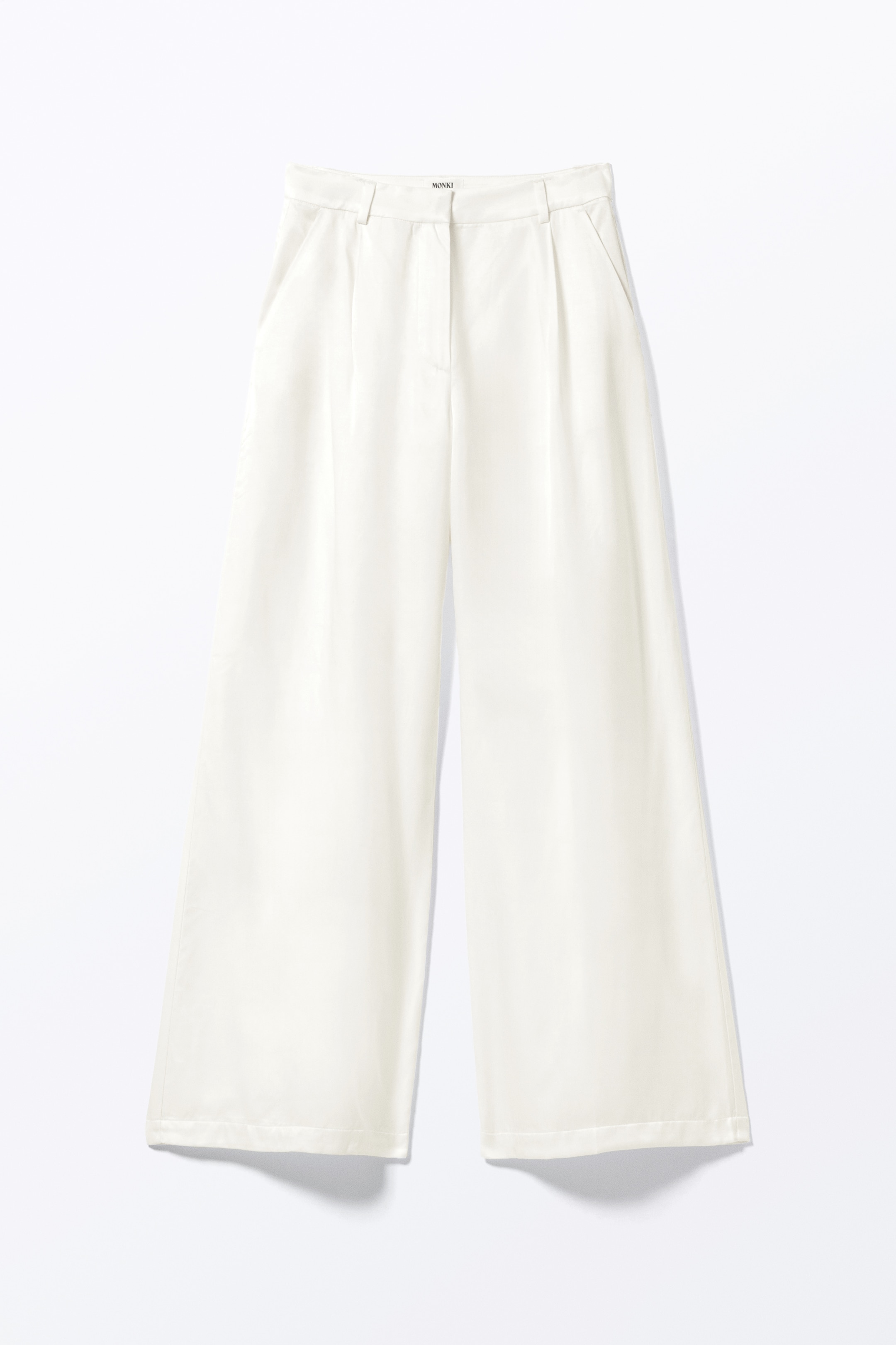 View larger image: Pleated High Waist Wide Leg Suiting Trousers - White Satin - Ladies | H&M GB 4