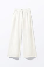 vit satin - Vida plisserade kostymbyxor med hög midja - 3