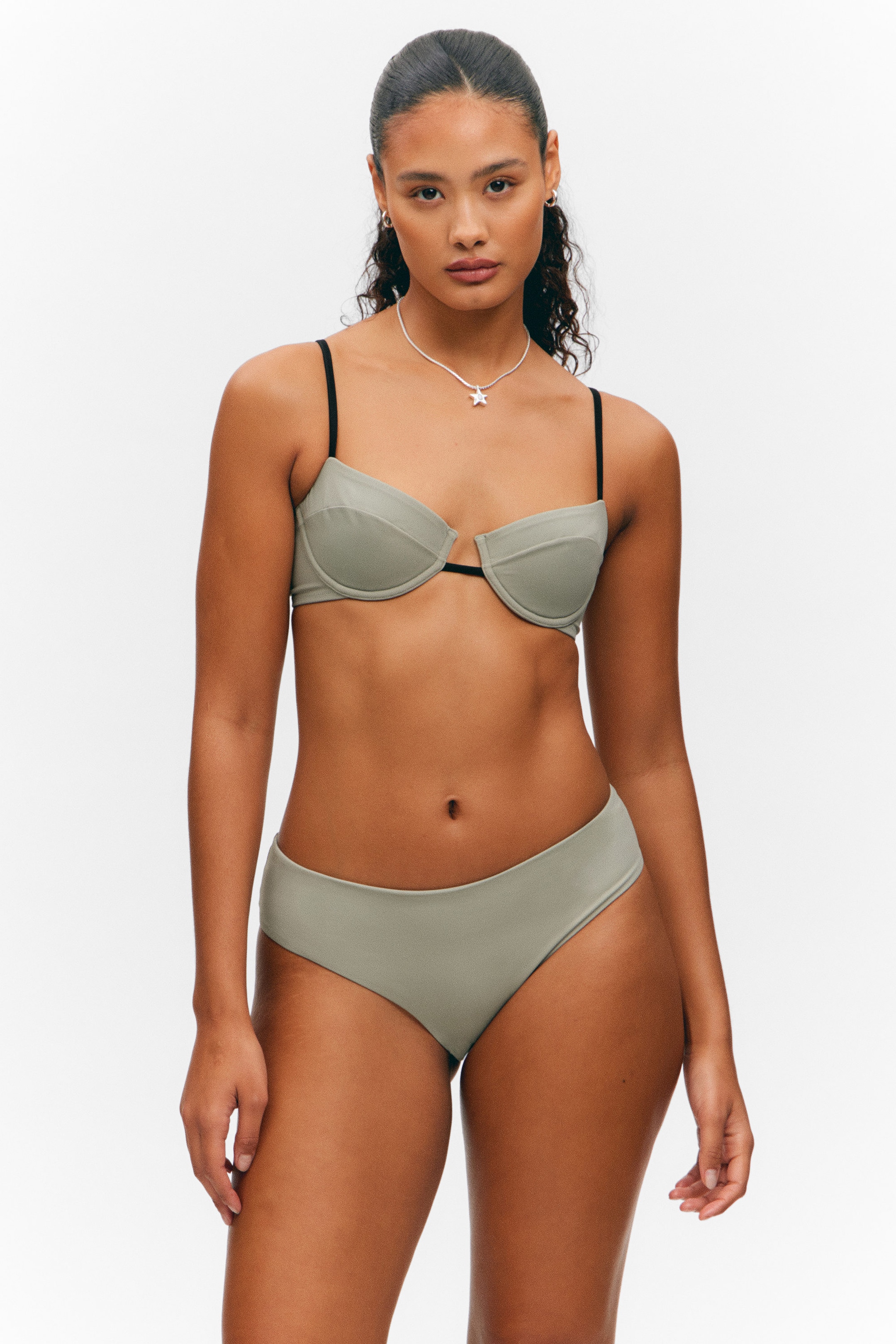 Khaki Green - Seamless Hipster Bikini Bottoms - 2