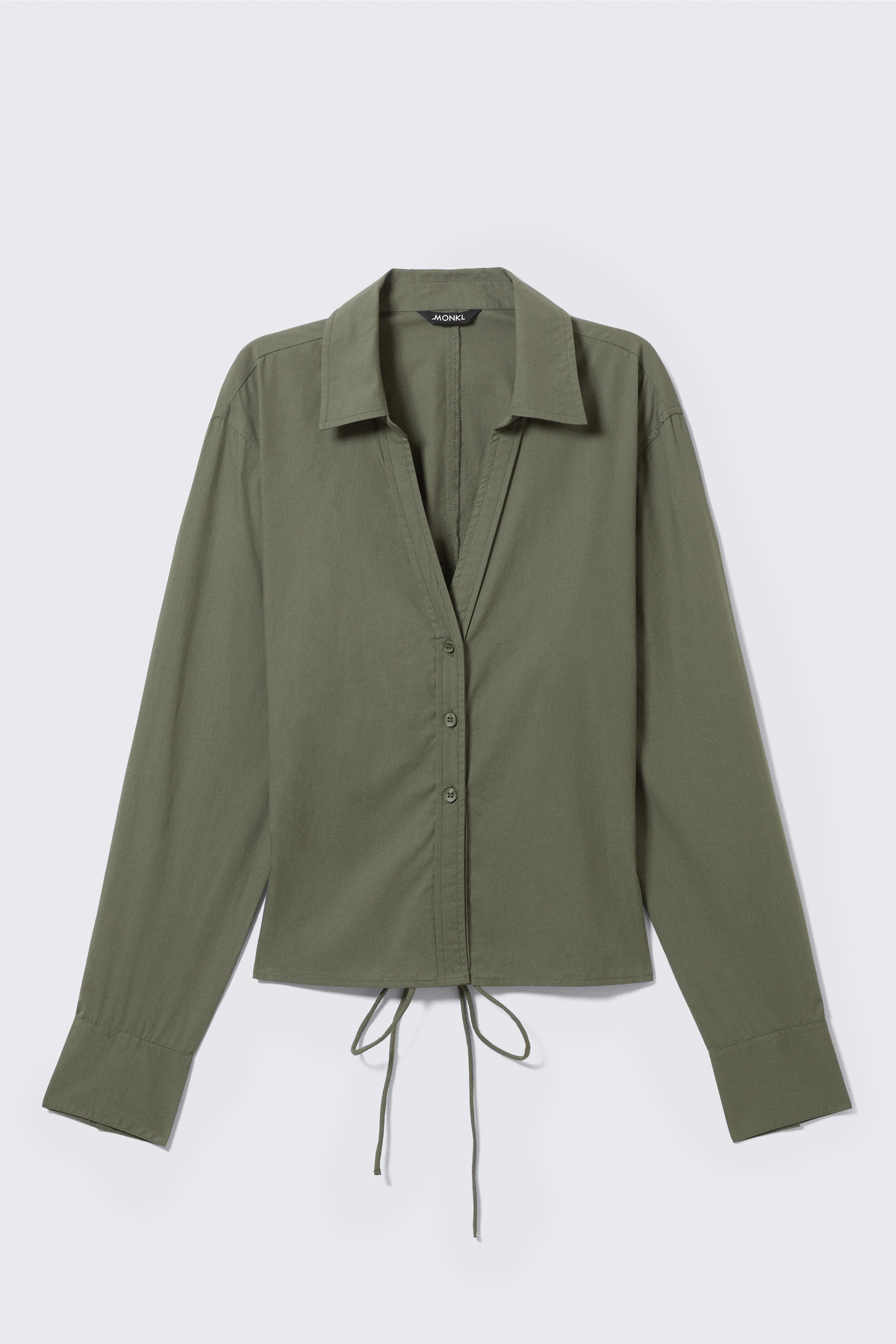 Cropped Open Back Shirt - Dark Khaki Green