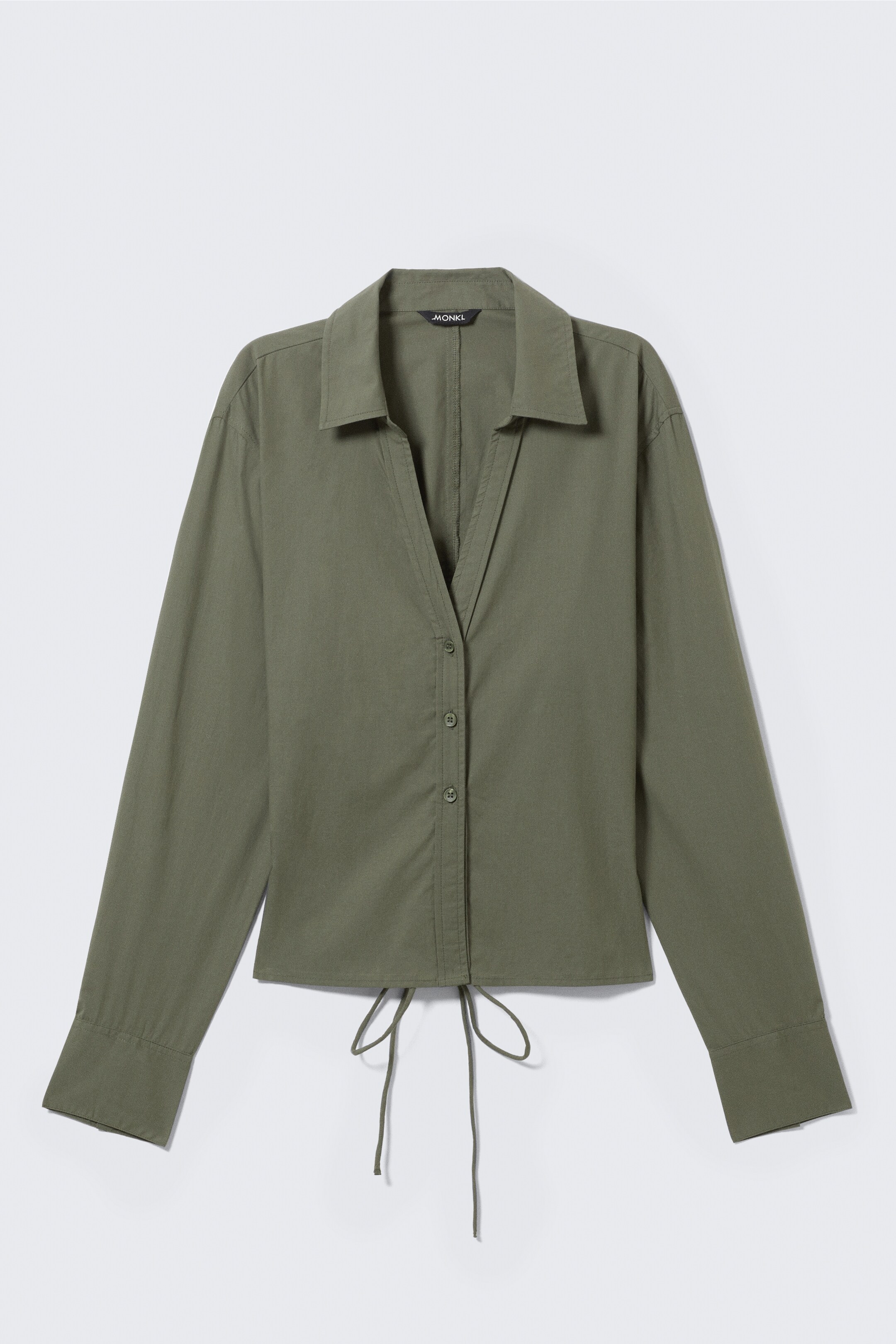 Grösseres Bild ansehen: Verkürztes Hemd mit offenem Rücken - Dunkles Khakigrün - DAMEN | H&M CH 6