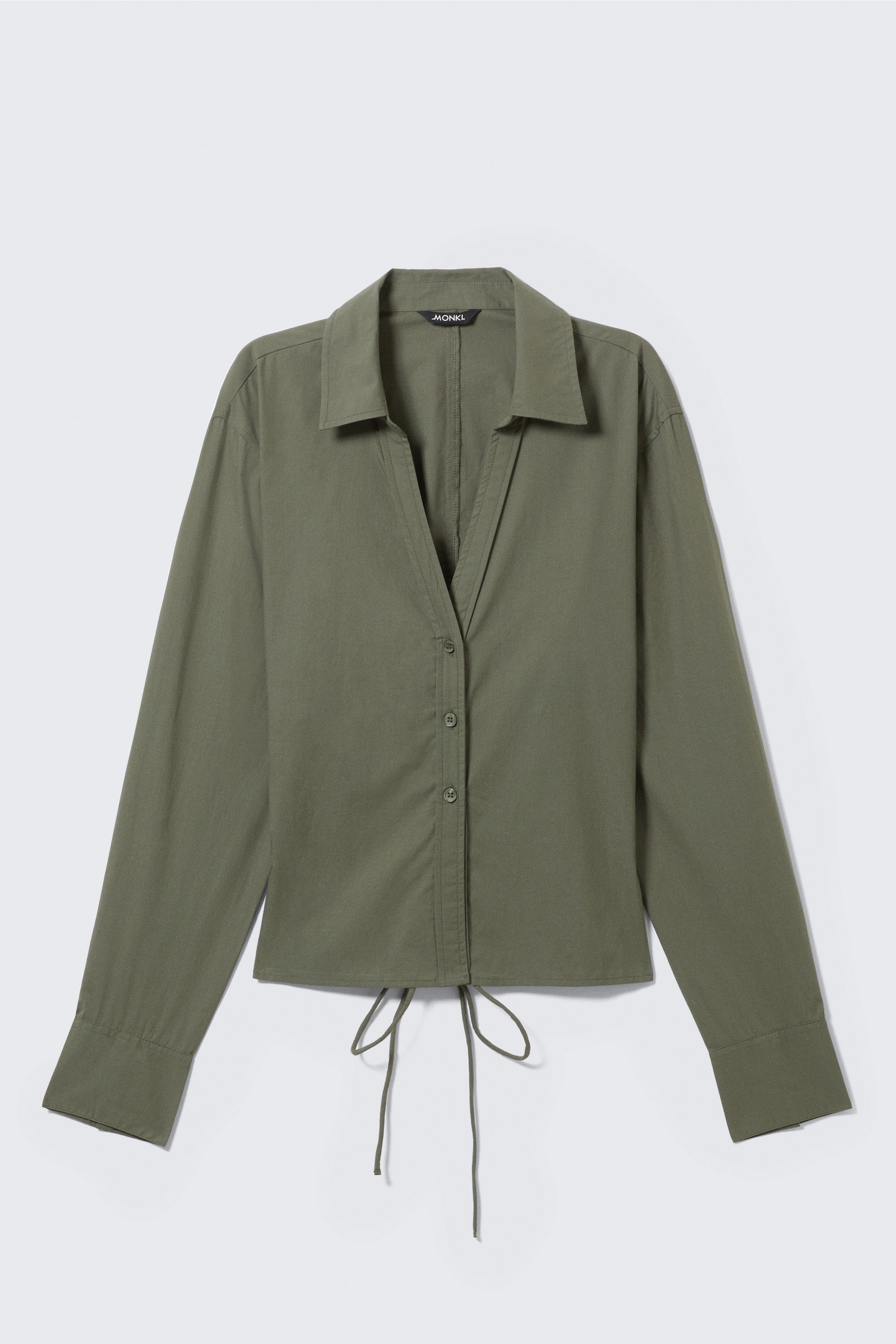 Dark Khaki Green - Cropped Open Back Shirt - 4