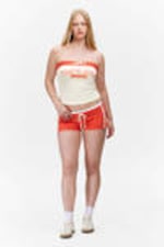 Red - Contrast Trim Mini Hot Pants - 0