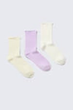 Gelb/Lila/Weiß - 3er-Pack Socken mit Rüschen - 0