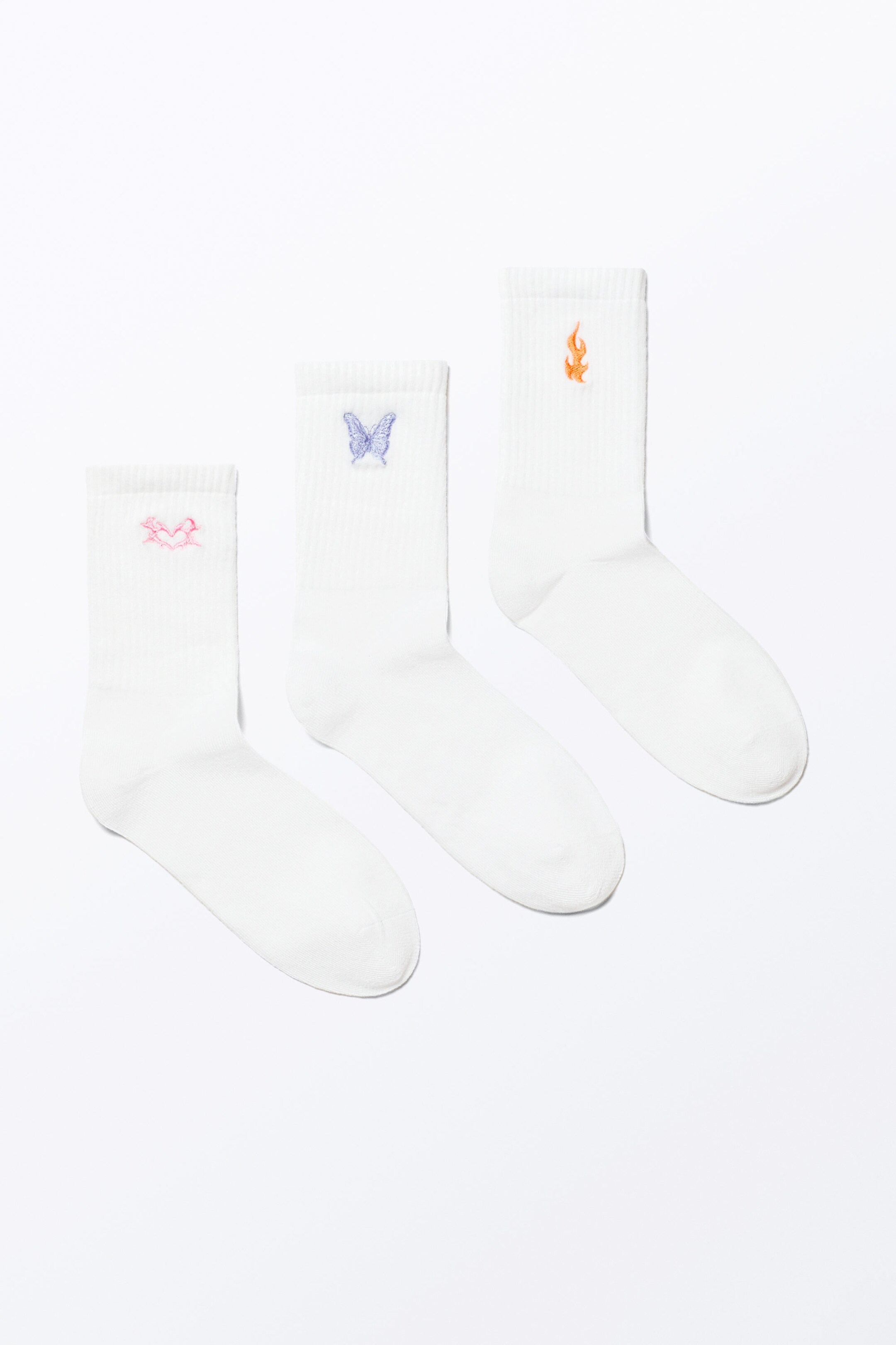White - Embroidered Mix - 3-pack Embroidered Socks - 0