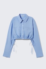 Light Blue - Cropped Loose Cargo Shirt - 4