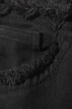 Black - Frayed Low Waist Twill Trousers - 1