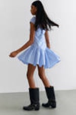 Striped Blue & Pink - Fit and Flare Mini Dress - 4