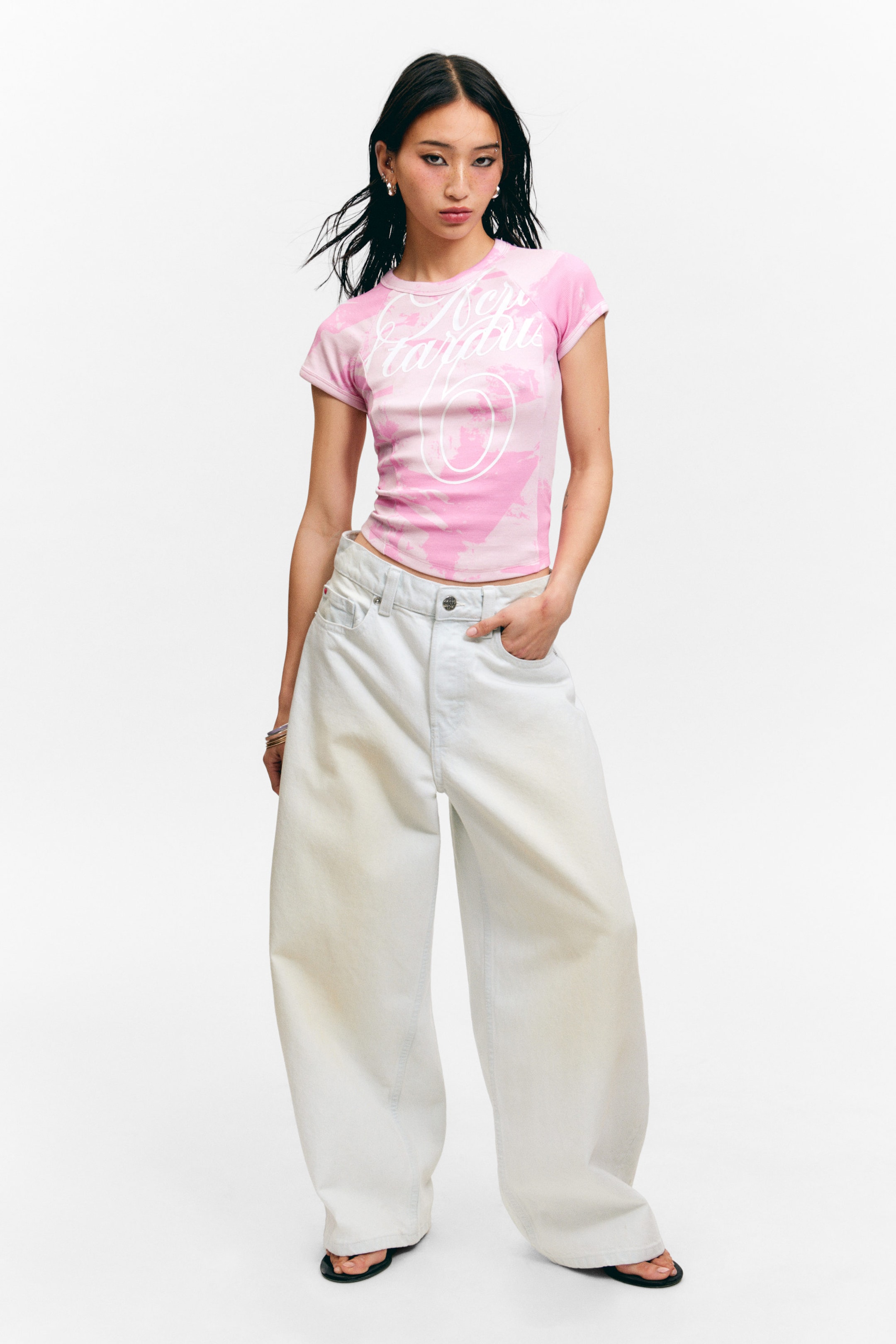 Pink Stardust - Contrast Stitch Fitted T-Shirt - 2