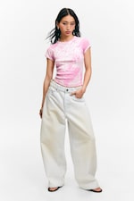 Pink Stardust - Contrast Stitch Fitted T-Shirt - 2