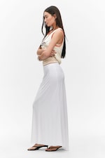 White - Flowy High-Low Maxi Skirt - 2