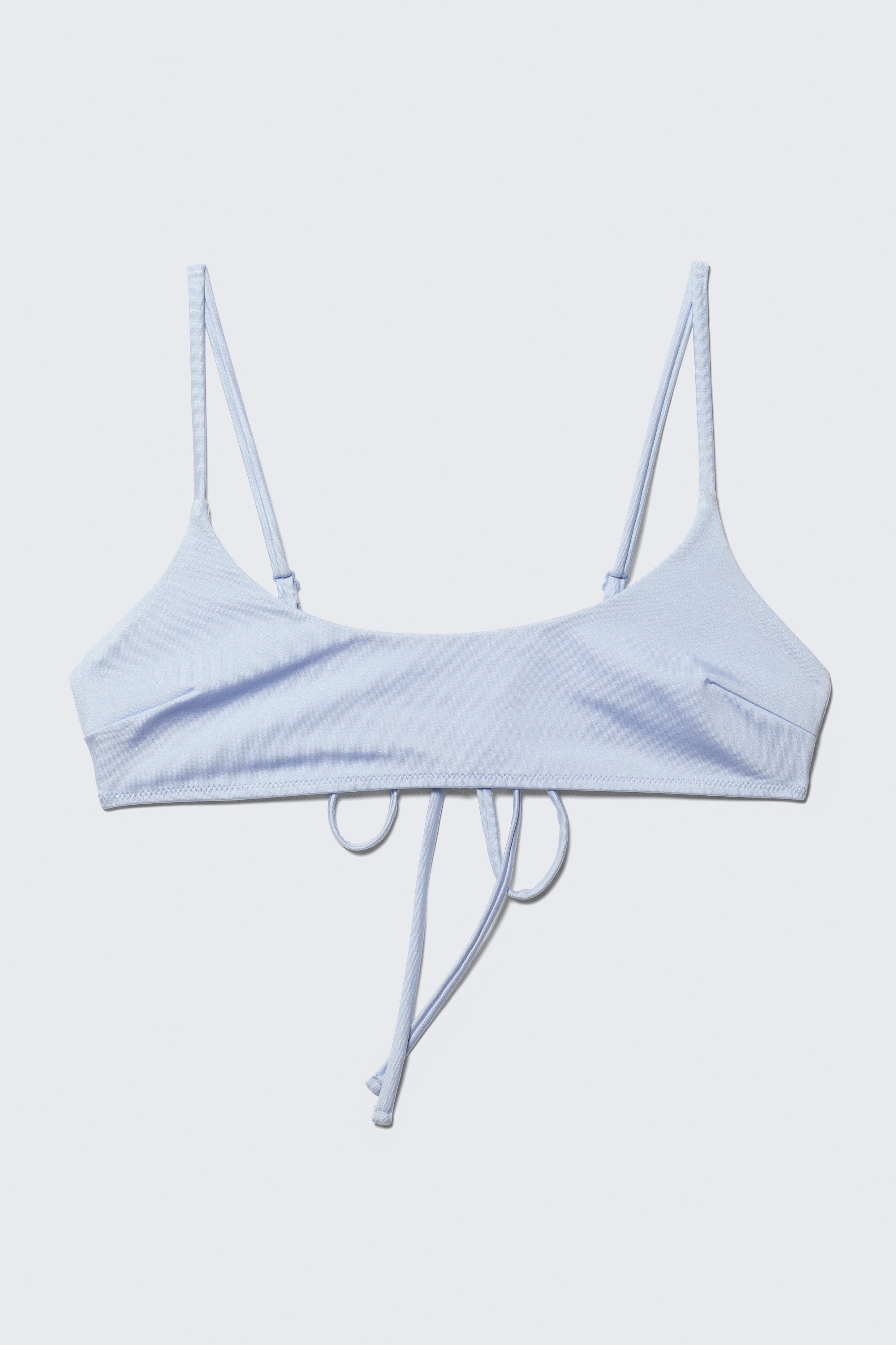 Scoop Neck Bikini Top - Shiny Light Blue/Black