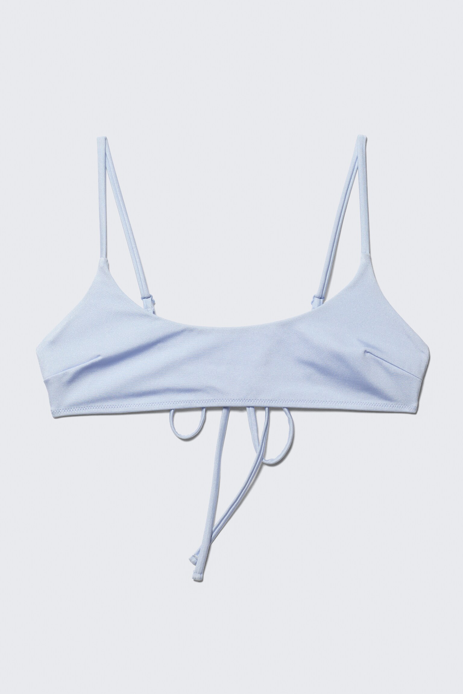 Scoop Neck Bikini Top - Shiny Light Blue/Black - 2