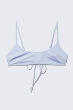 Skinande ljusblå - Djupringad bikinitopp - 0