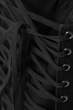 Black - Lacing Cotton Handbag - 2