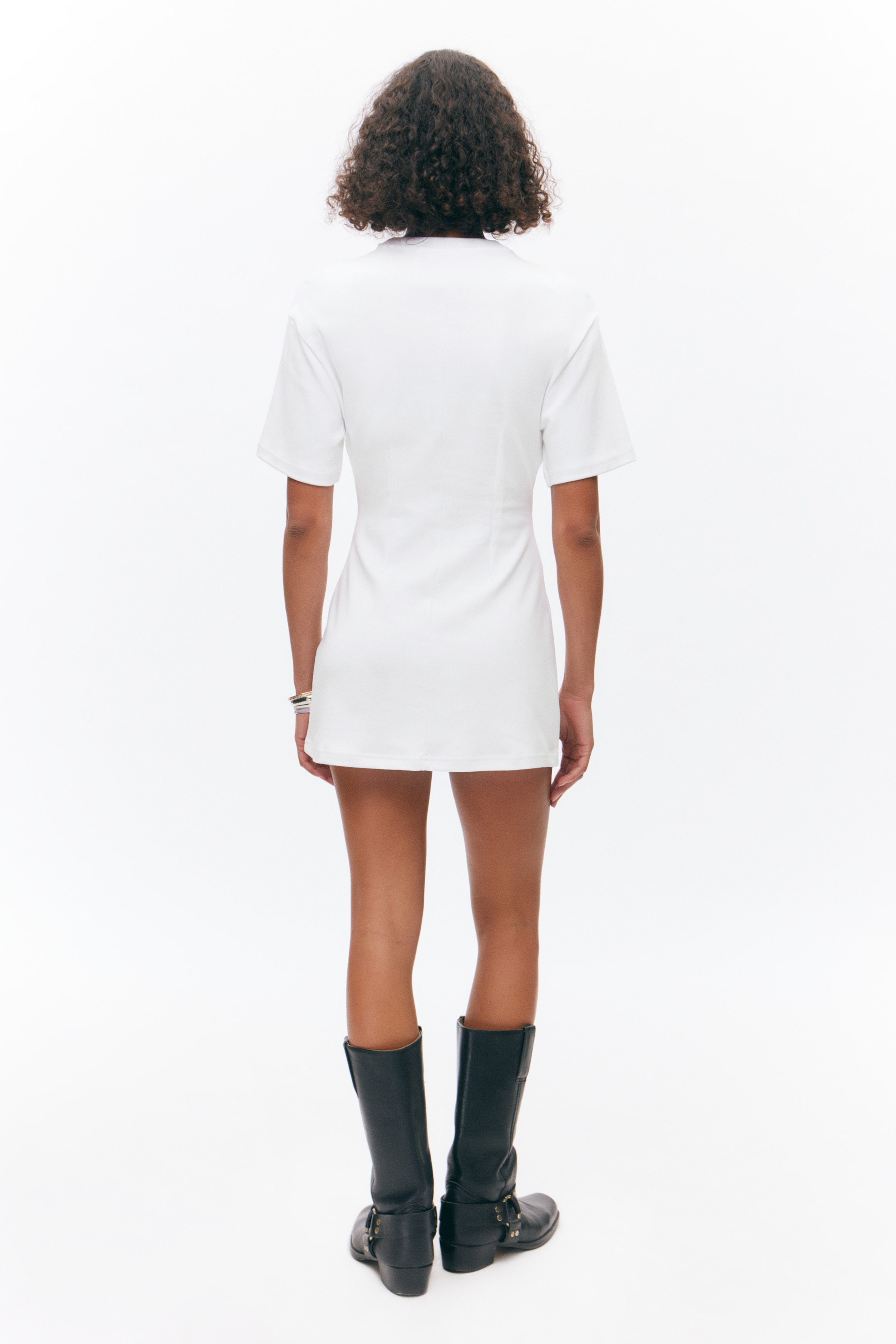 Agrandir l'image: Robe T-shirt courte structurée - Blanc - FEMME | H&M FR 3