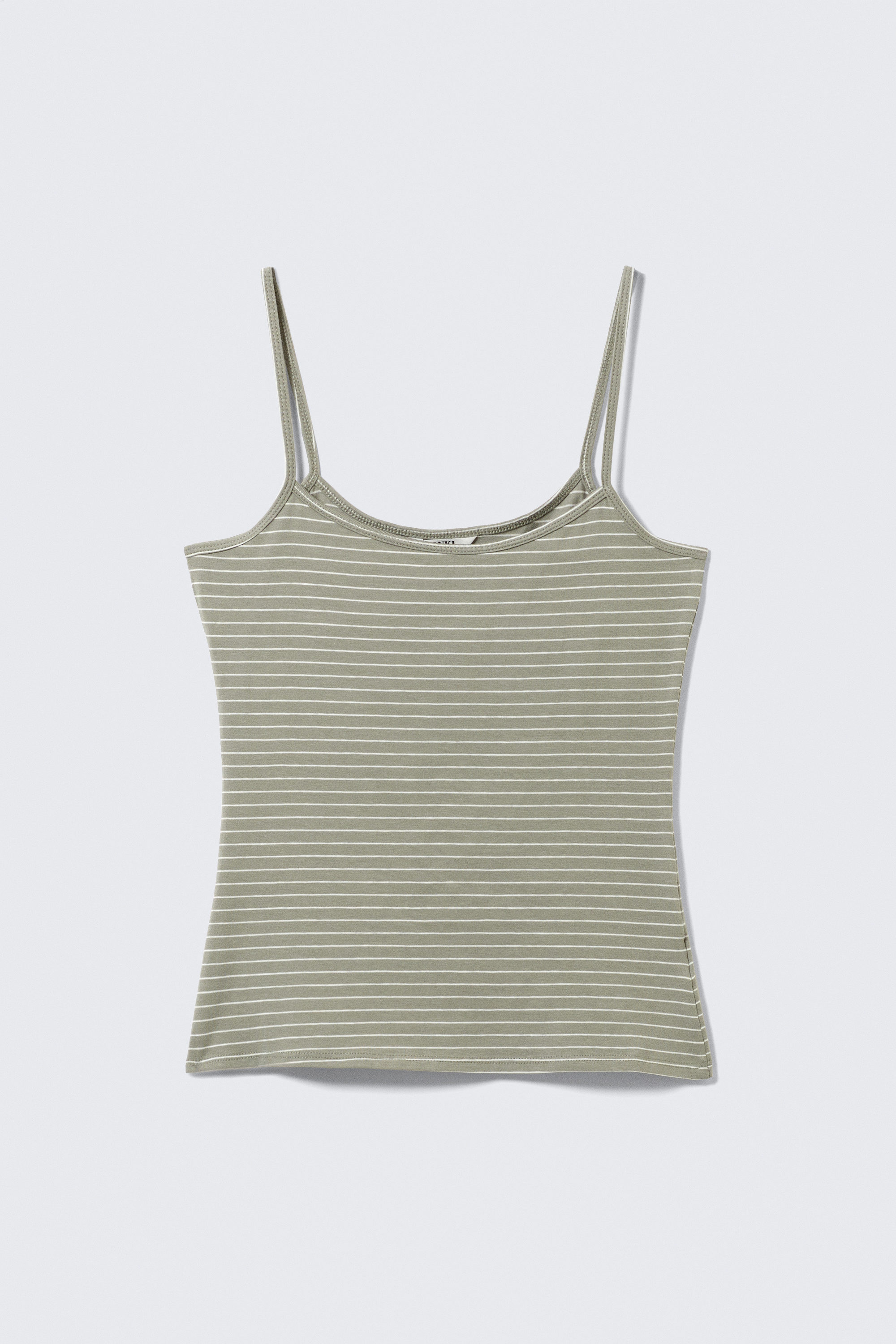 Striped Khaki Green - Slim Strappy Tank Top - 3