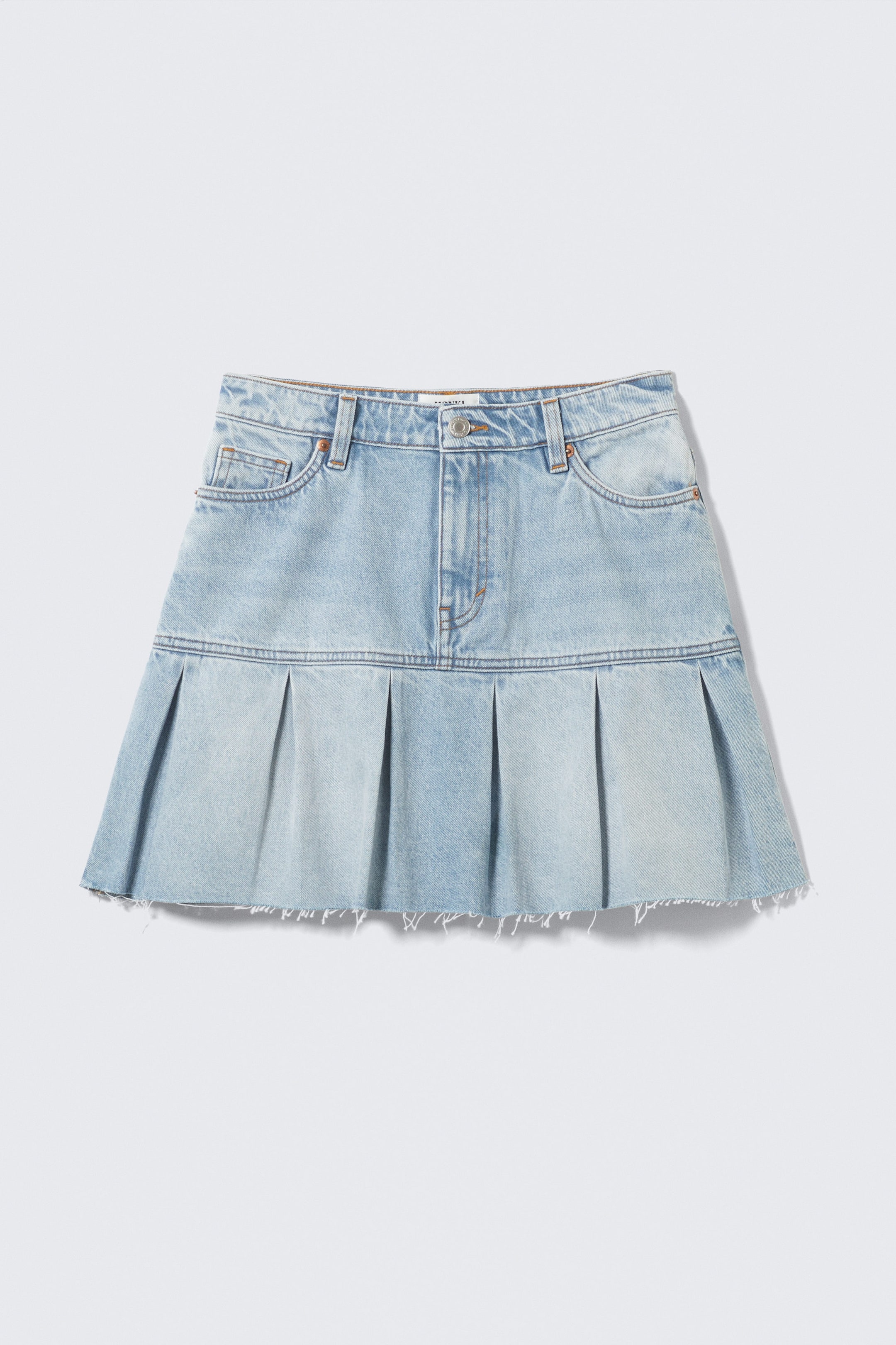 Fresh Blue - Light Blue - Pleated Mini Denim Skirt - 4