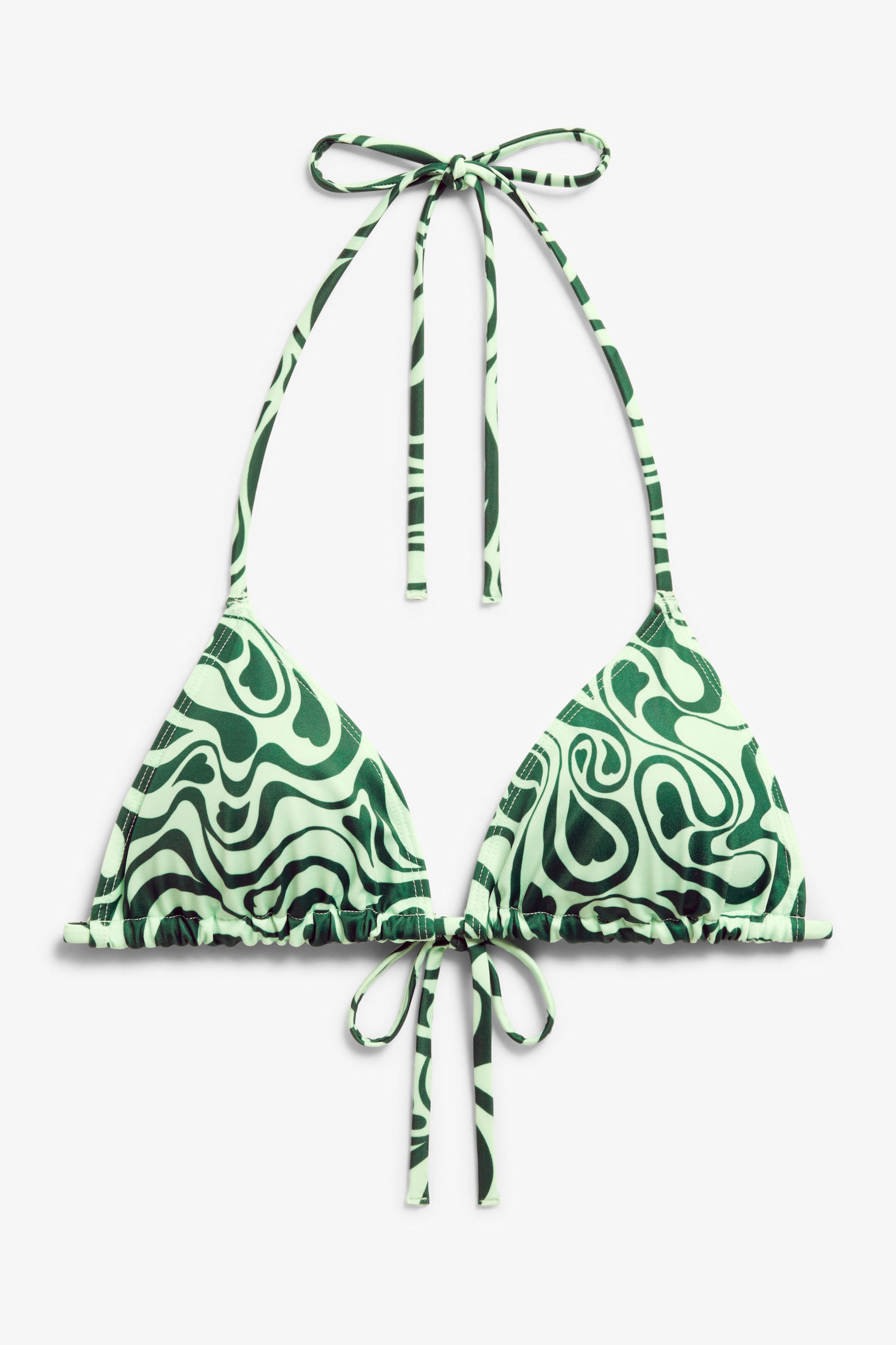 Groene zwierige hartjes - Triangelbikinitop - 0