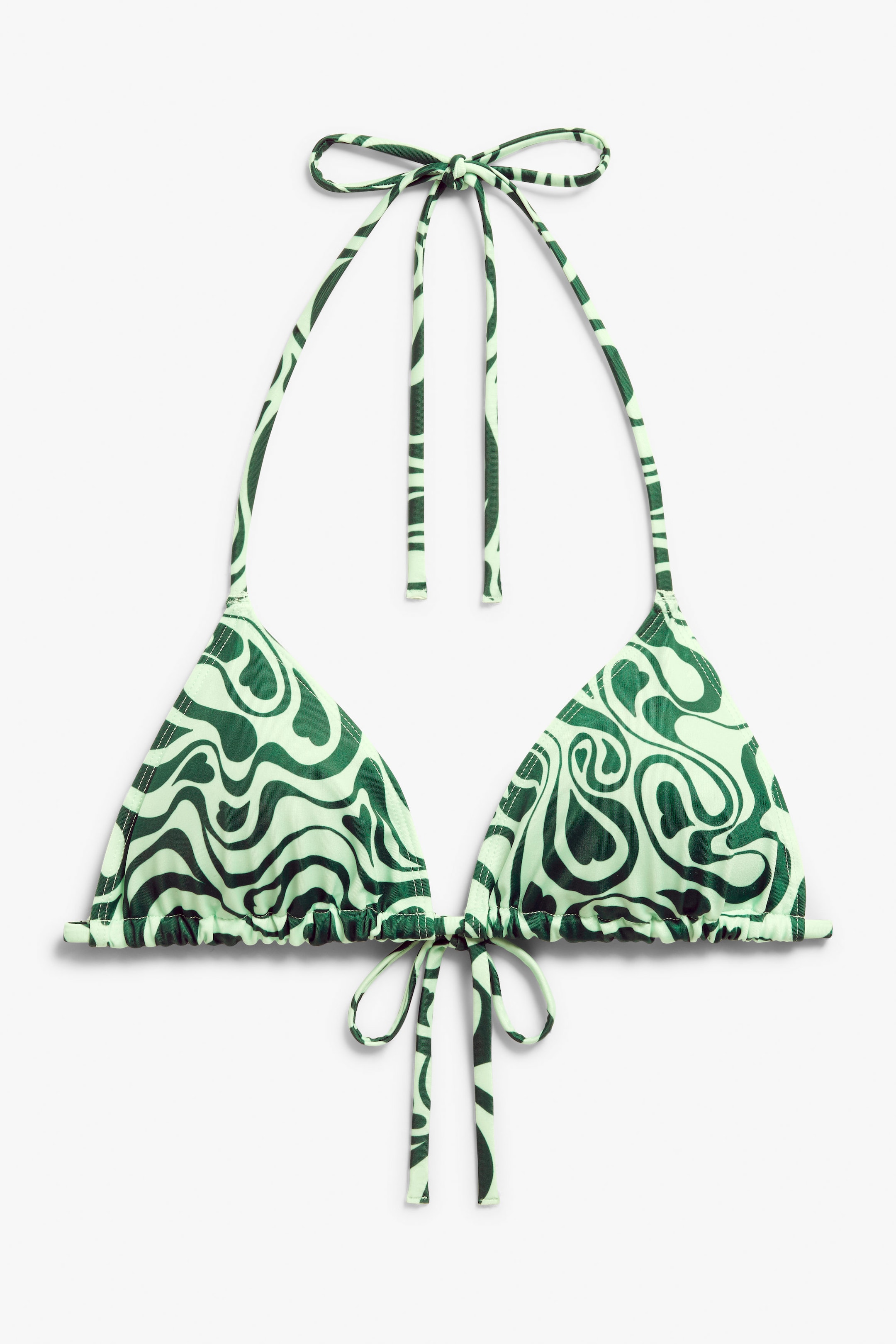 Green swirly hearts - Triangle bikini top - 0