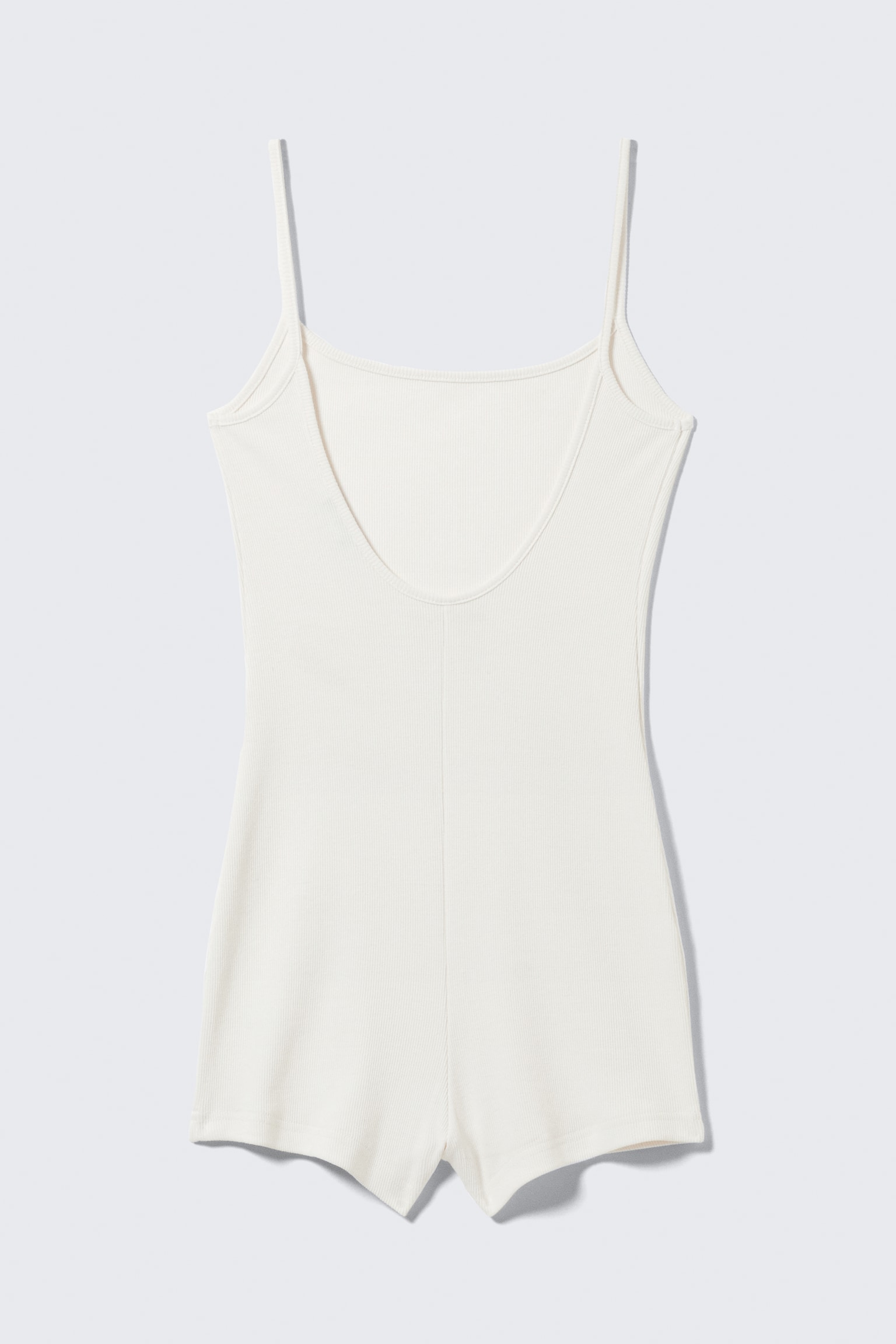 Rippstrick-Jumpsuit in enger Passform - Cremeweiß/Schwarz - 3