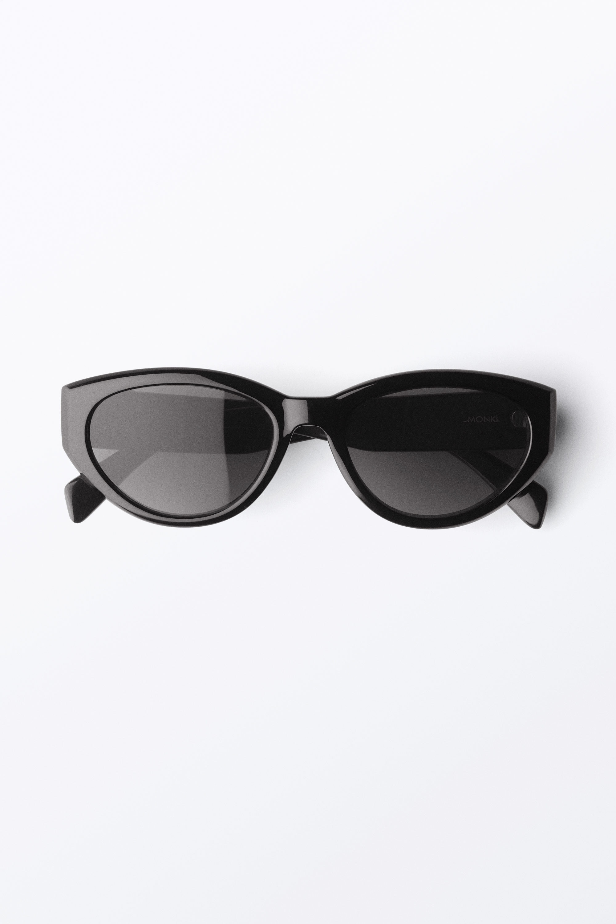 Black - Black Lenses - Angular Cat-Eye Sunglasses - 2