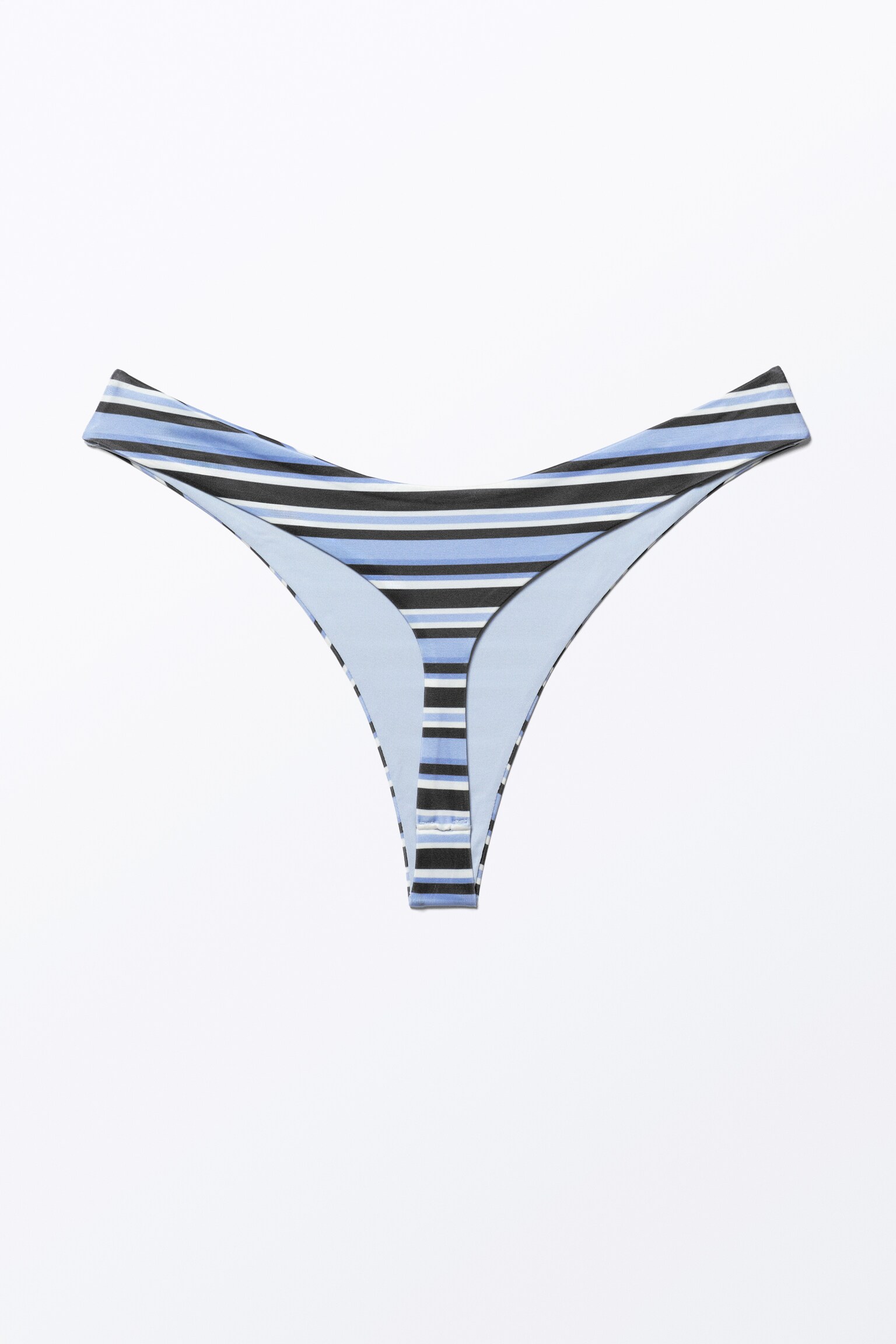 V-förmiges Tanga-Bikinihöschen - Blau gestreift - 4