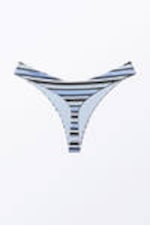 Striped Blue - V-Shaped Thong Bikini Bottoms - 4