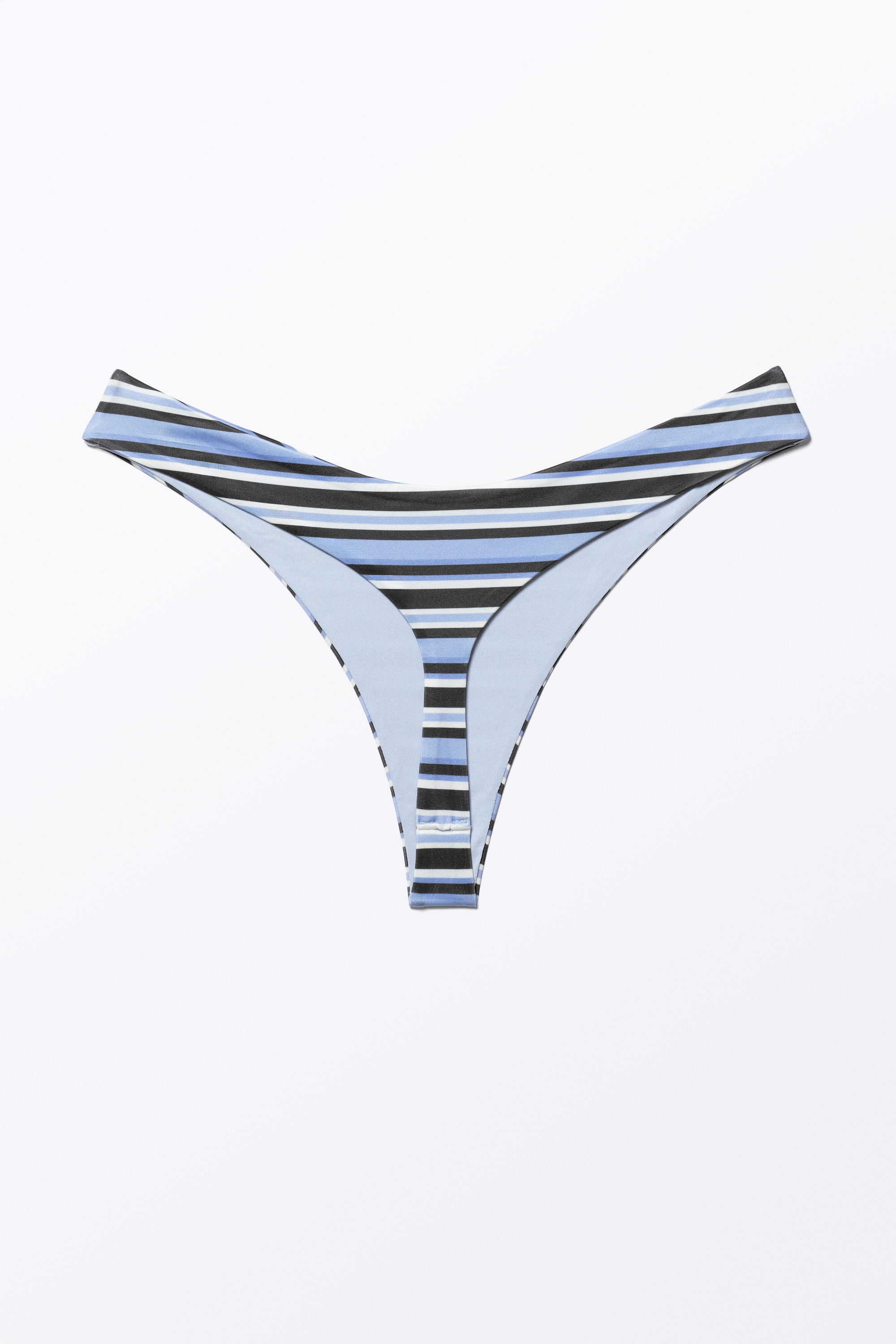 Blau gestreift - V-förmiges Tanga-Bikinihöschen - 4