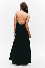Schwarz - Abgestuftes Maxikleid aus Baumwollpopeline - 2