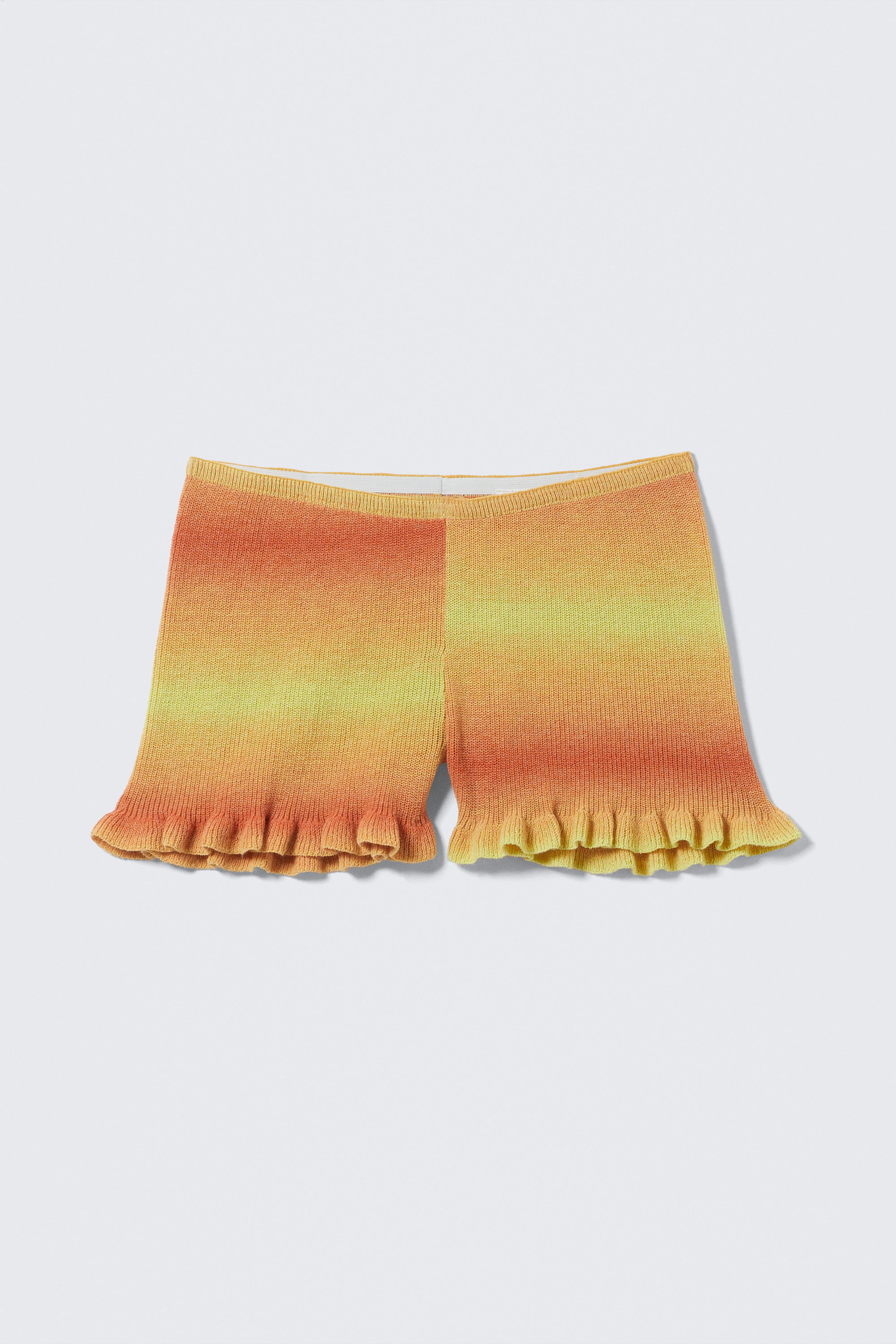 Orange & Yellow - Low Rise Dip-Dye Knitted Mini Shorts - 3