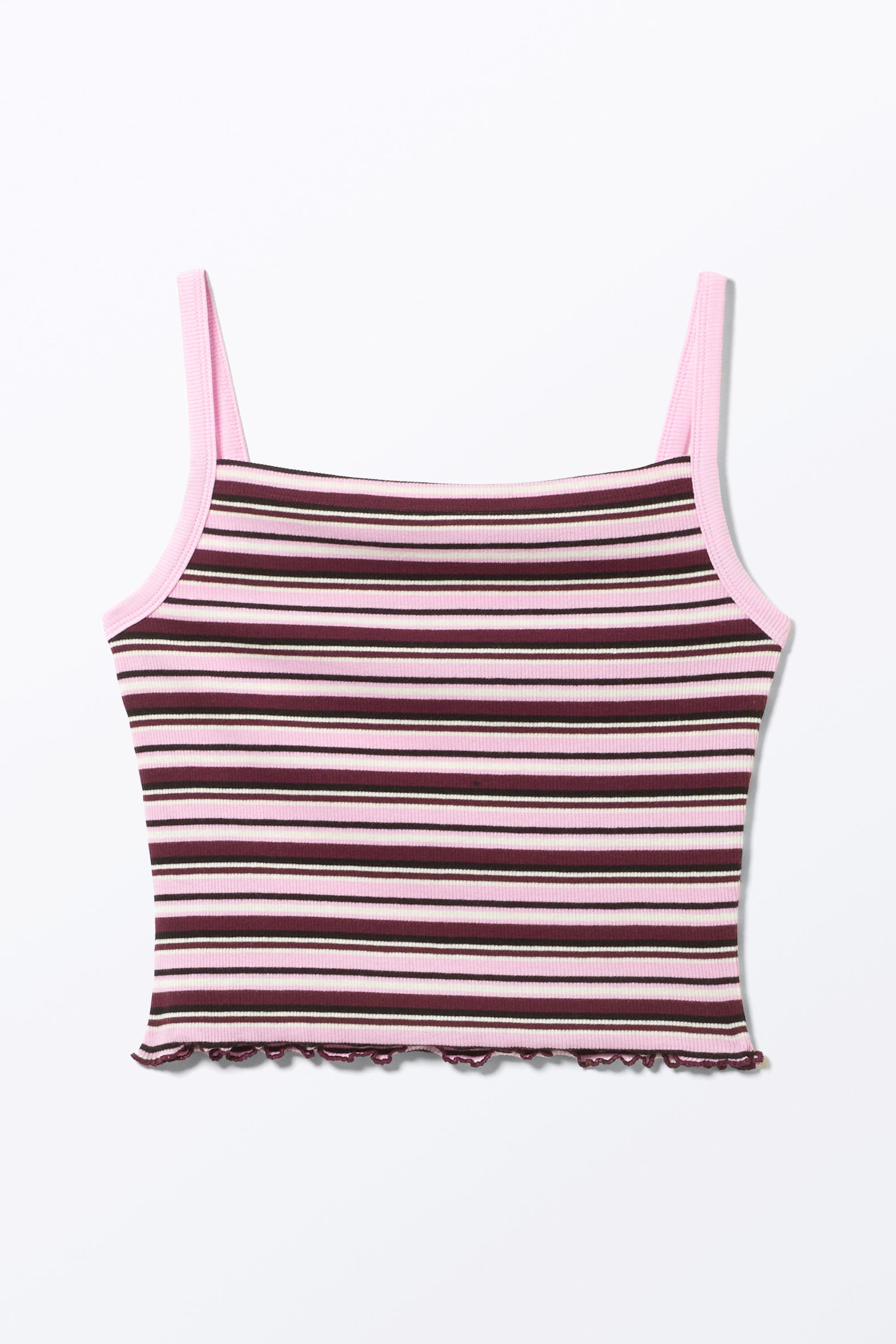 Dark Red Stripe - Cropped Ribbed Tank Top - 0