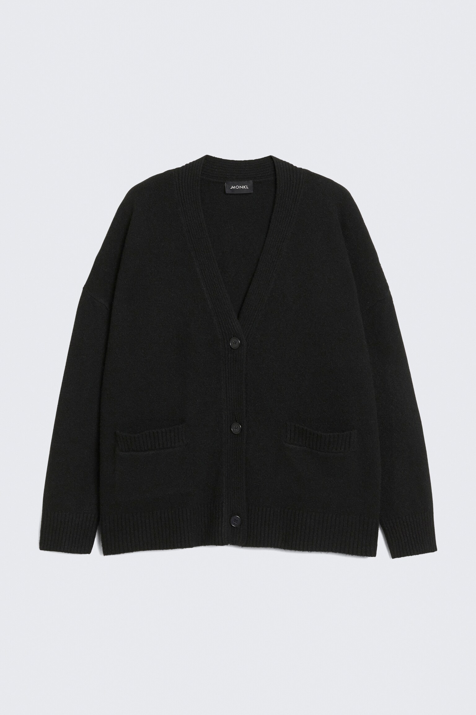 Relaxed knitted cardigan - Czarny