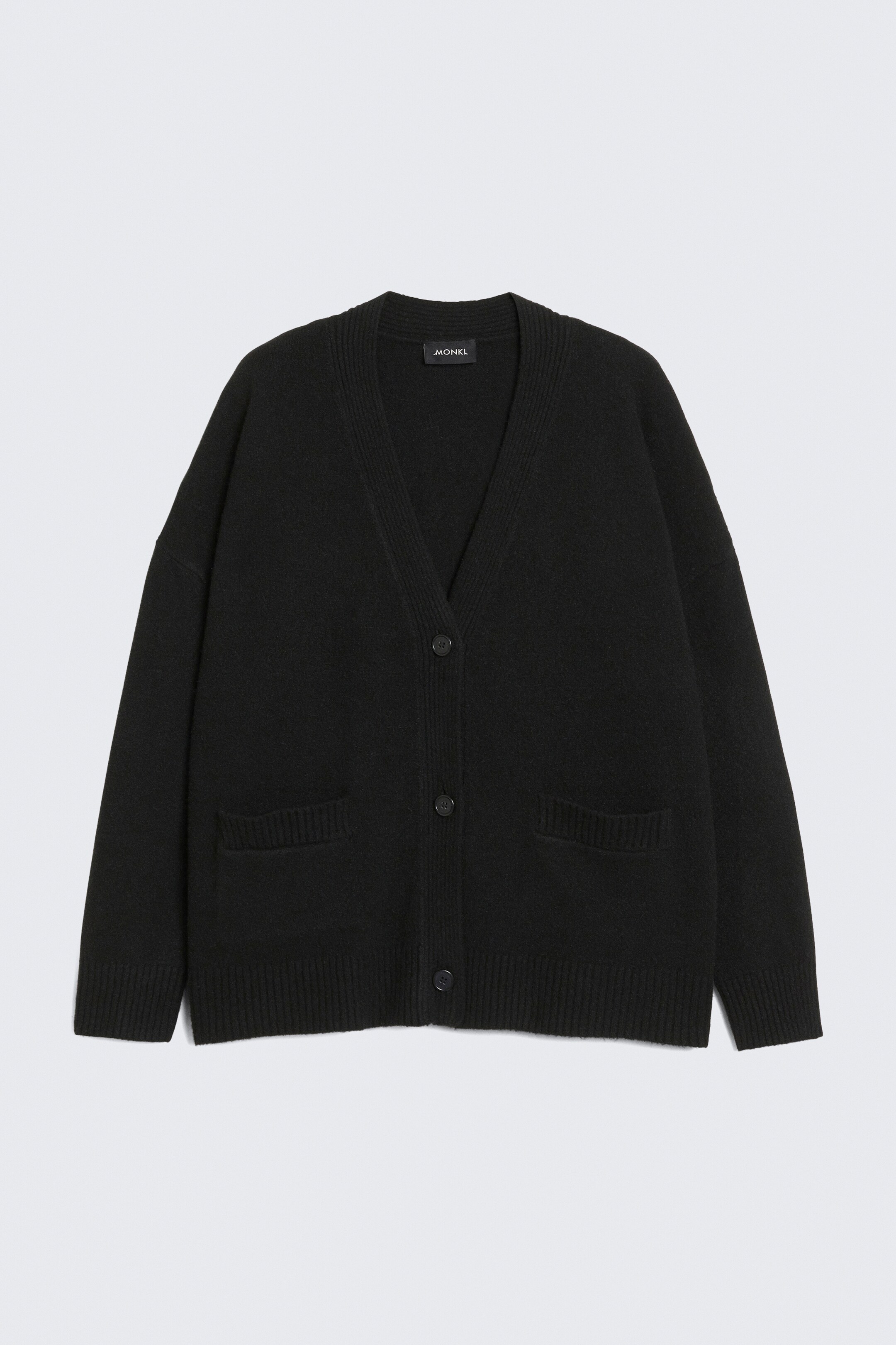 Visa större bild: Stickad kofta med en avslappnad passform - Black - DAM | H&M SE 4