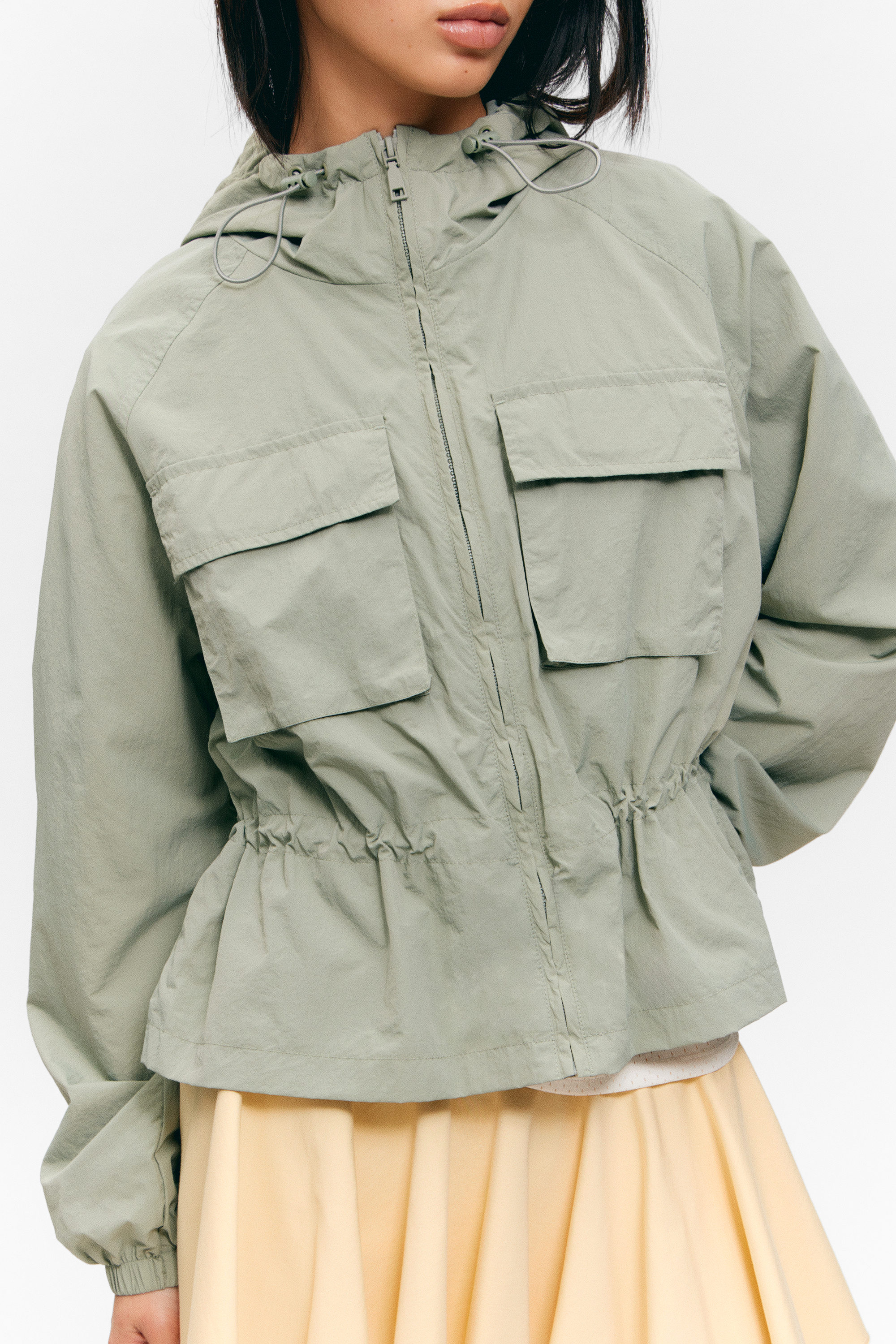 Dusty Khaki Green - Windbreaker Nylon Jacket - 2