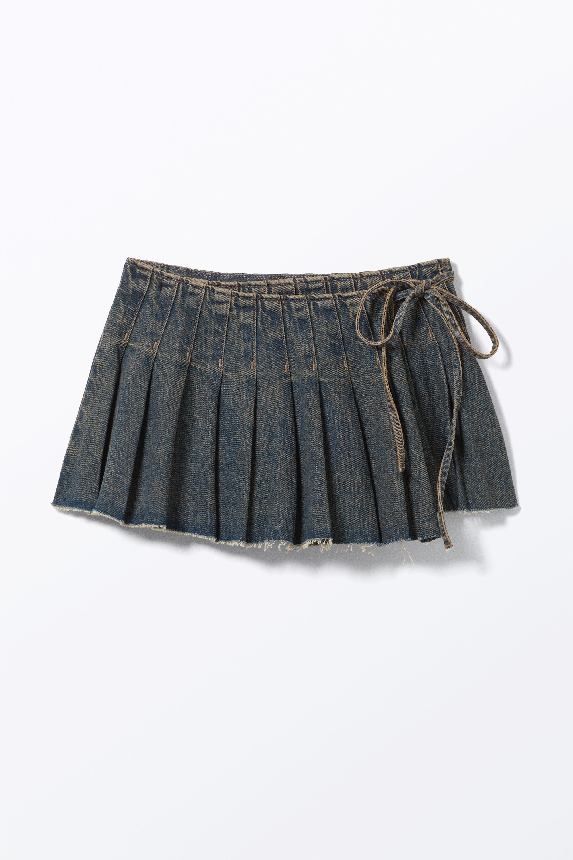Desert Blue - Pleated Mini Denim Wrap Skirt - 4