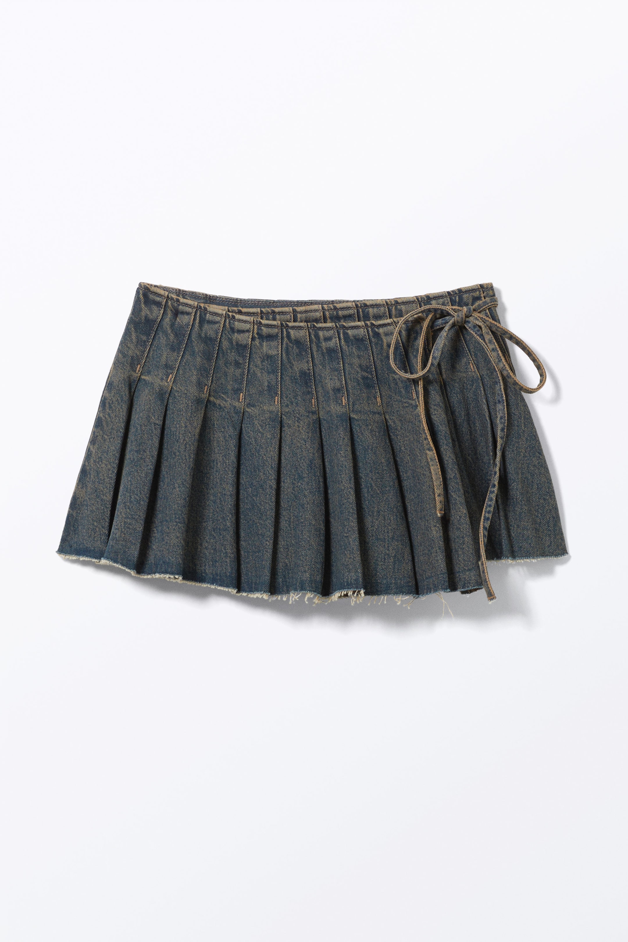 Desert Blue - Plissierter Mini-Wickelrock aus Denim - 1