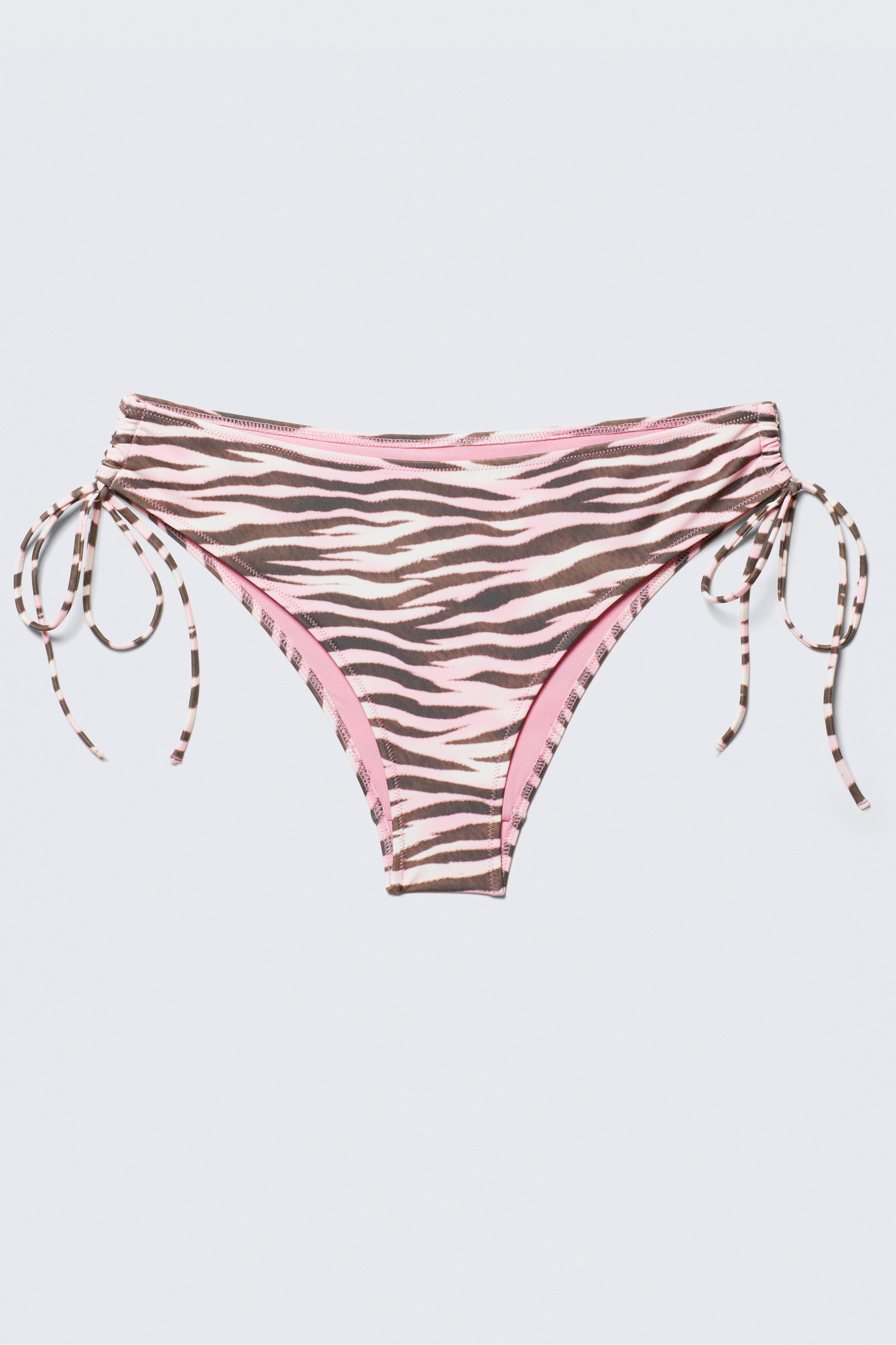 Zobacz większy obraz: Dół bikini z wiązaniem i nadrukiem - Różowe tygrysie paski - ONA | H&M PL 4
