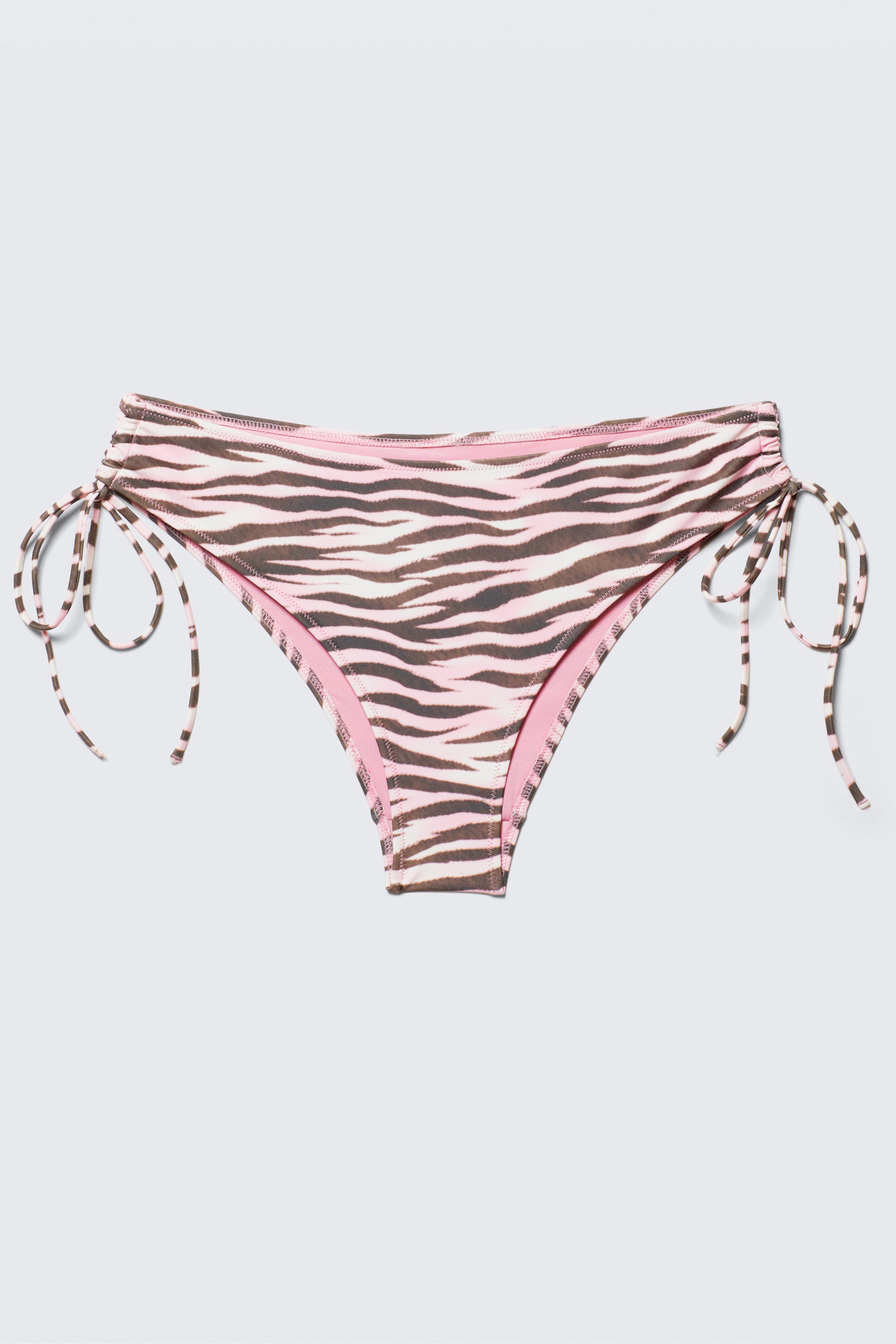 Pink Tiger-striped - Printed Tie-Side Bikini Bottoms - 3