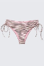 Pink Tiger-striped - Printed Tie-Side Bikini Bottoms - 3