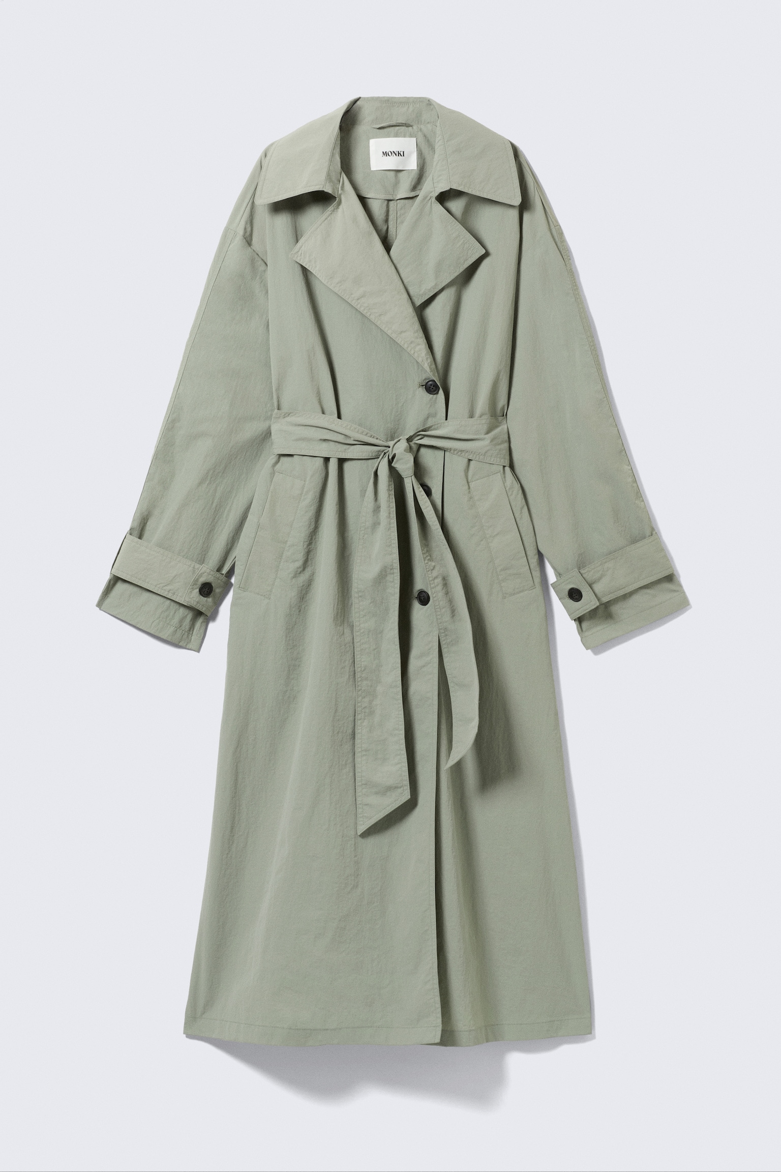 Gabardina de nailon con cinturón oversize - Verde caqui - 2