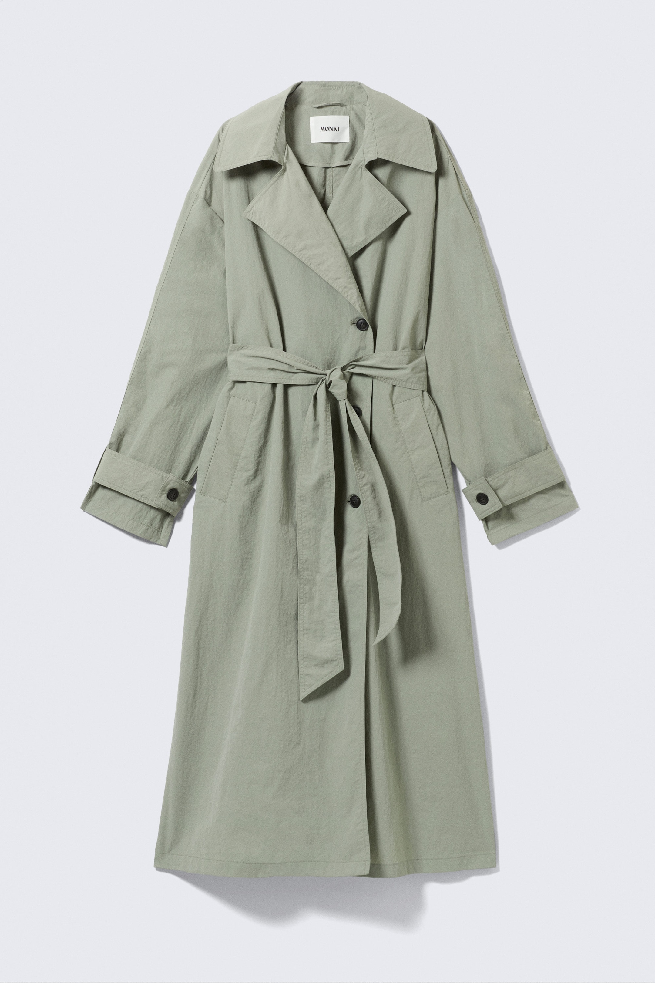 Khakigrün - Oversized-Trenchcoat aus Nylon mit Gürtel - 4