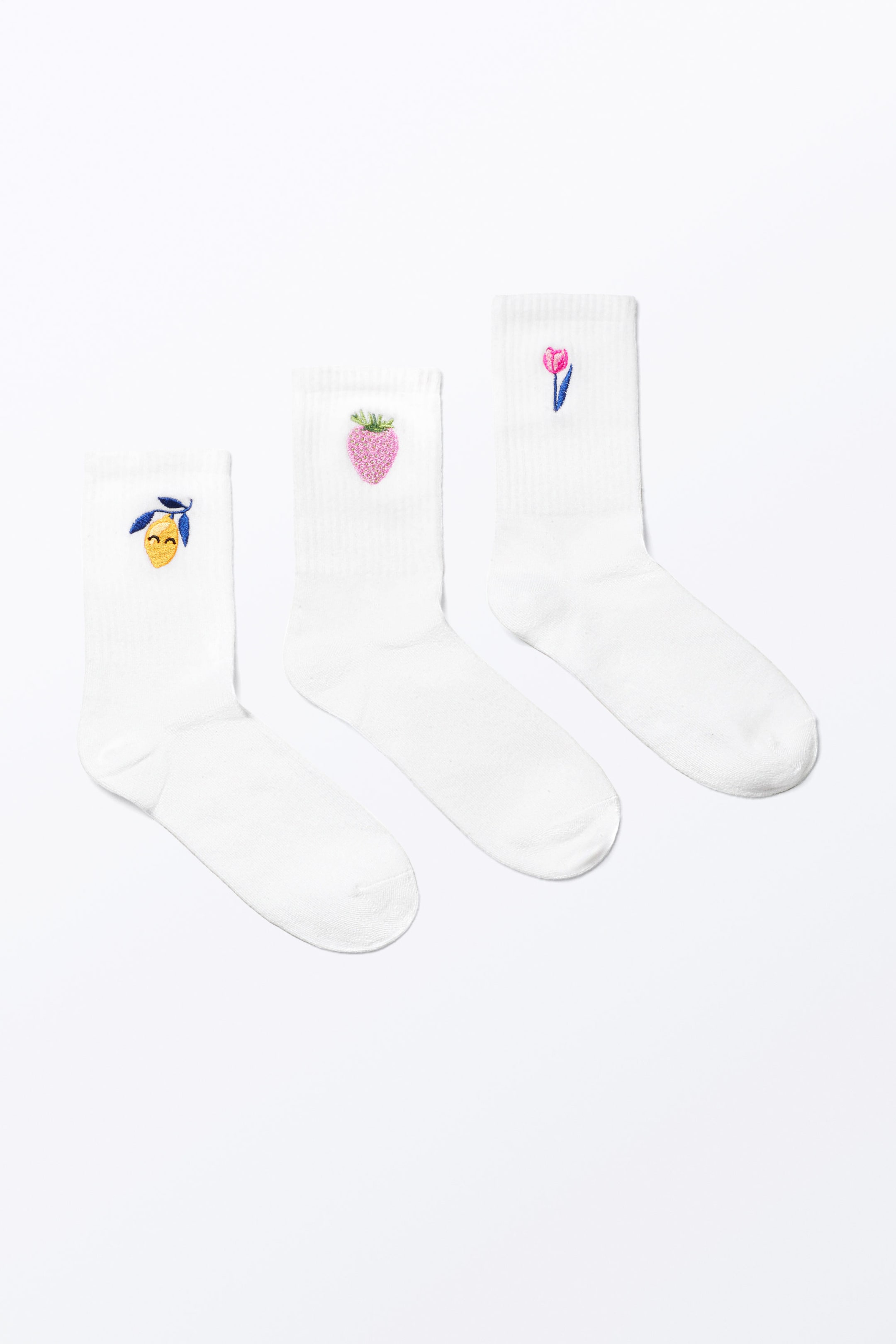 White - Embroidered Mix - 3-pack Embroidered Socks - 0