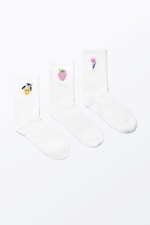 White - Embroidered Mix - 3-pack Embroidered Socks - 0