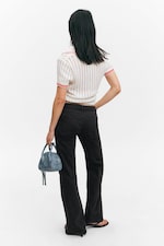 Black - Low Waisted Bootcut Twill Trousers - 3