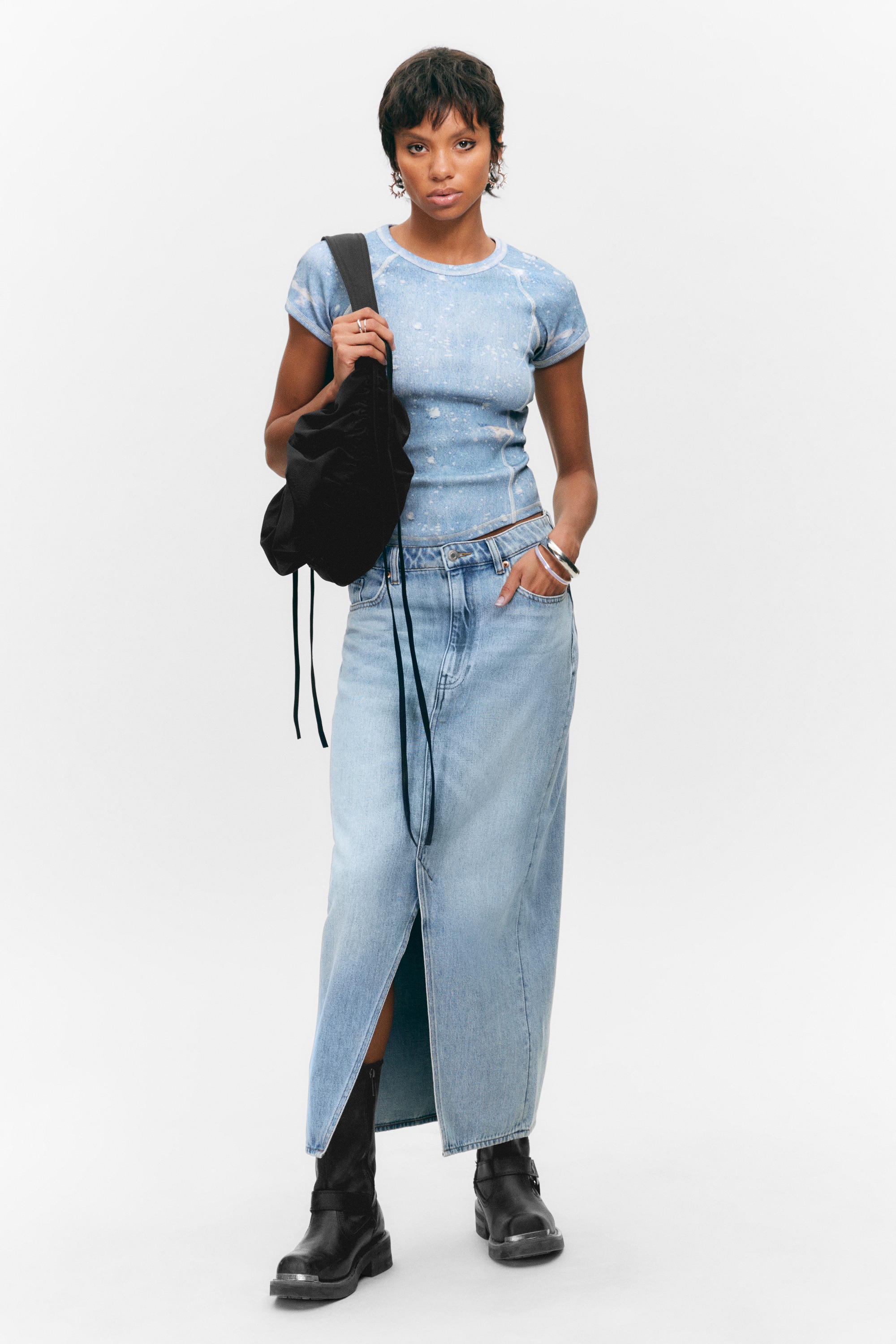 Midi denim skirt - Fresh Blue - Light Blue/Mountain Blue