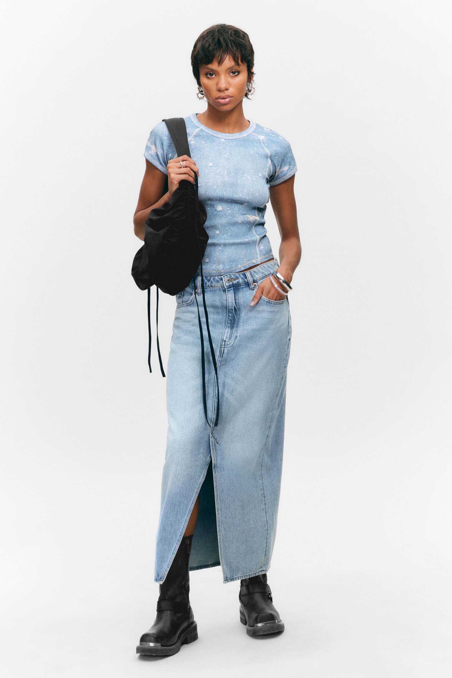 Midi denim skirt - Fresh Blue - Light Blue/Mountain Blue - 4