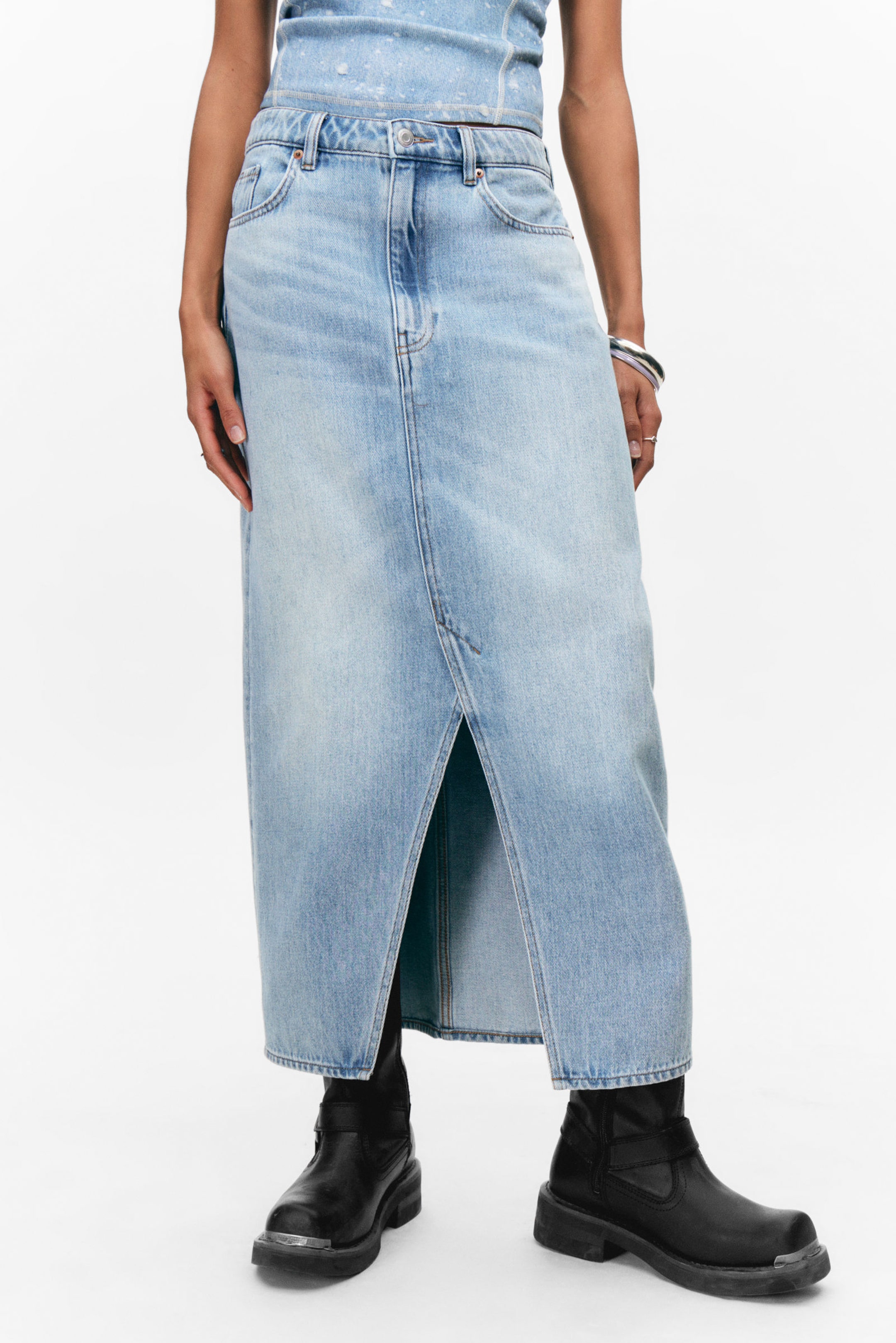 Fresh Blue - Light Blue - Midi denim skirt - 3