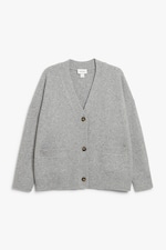 Dusty green - Relaxed knitted cardigan - 0
